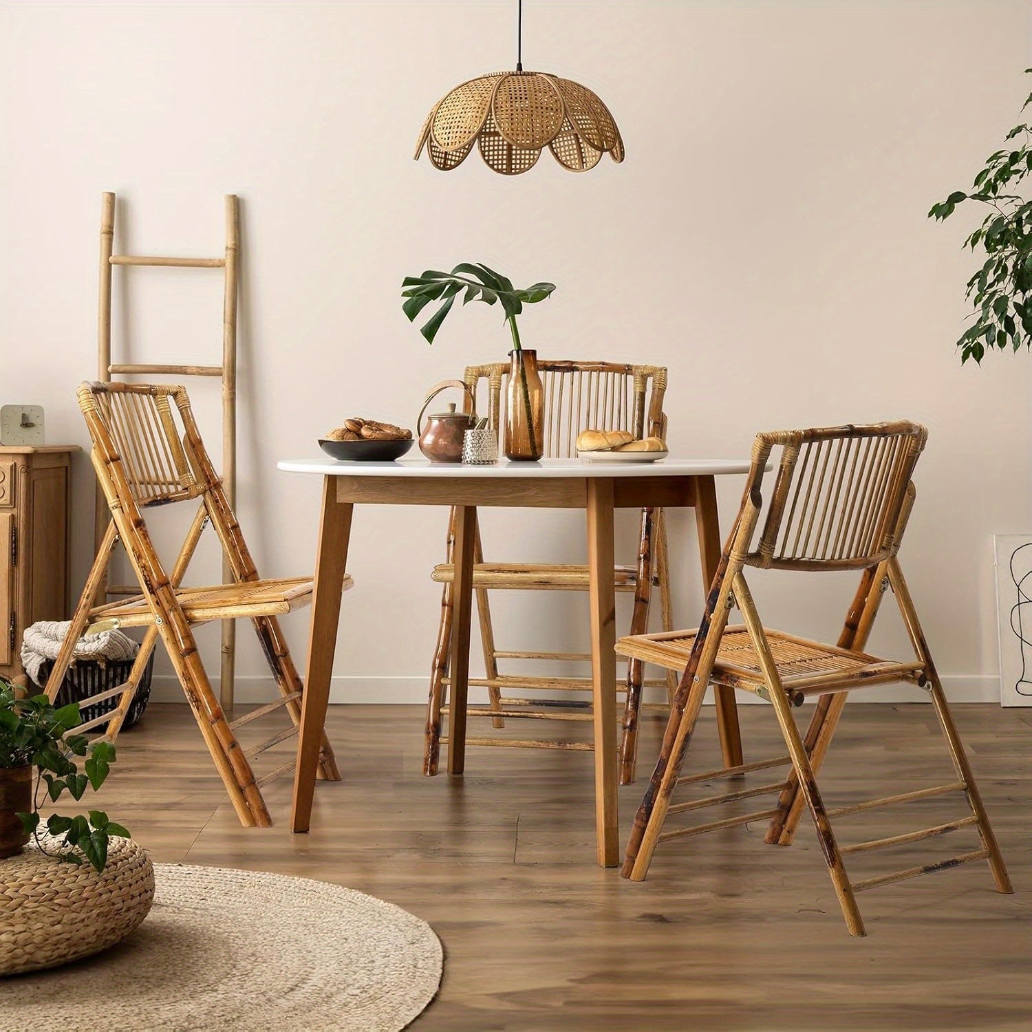 Bonnlo Bamboo Folding Chairs , Foldable Dining Wood Chairs , Comfortable Seat , for Outdoor Indoor Garden Patio Lawn Porch Wedding Party Event Banquet , 1\u002F 2\u002F 4 Pack , Small Wooden Folding Chairs