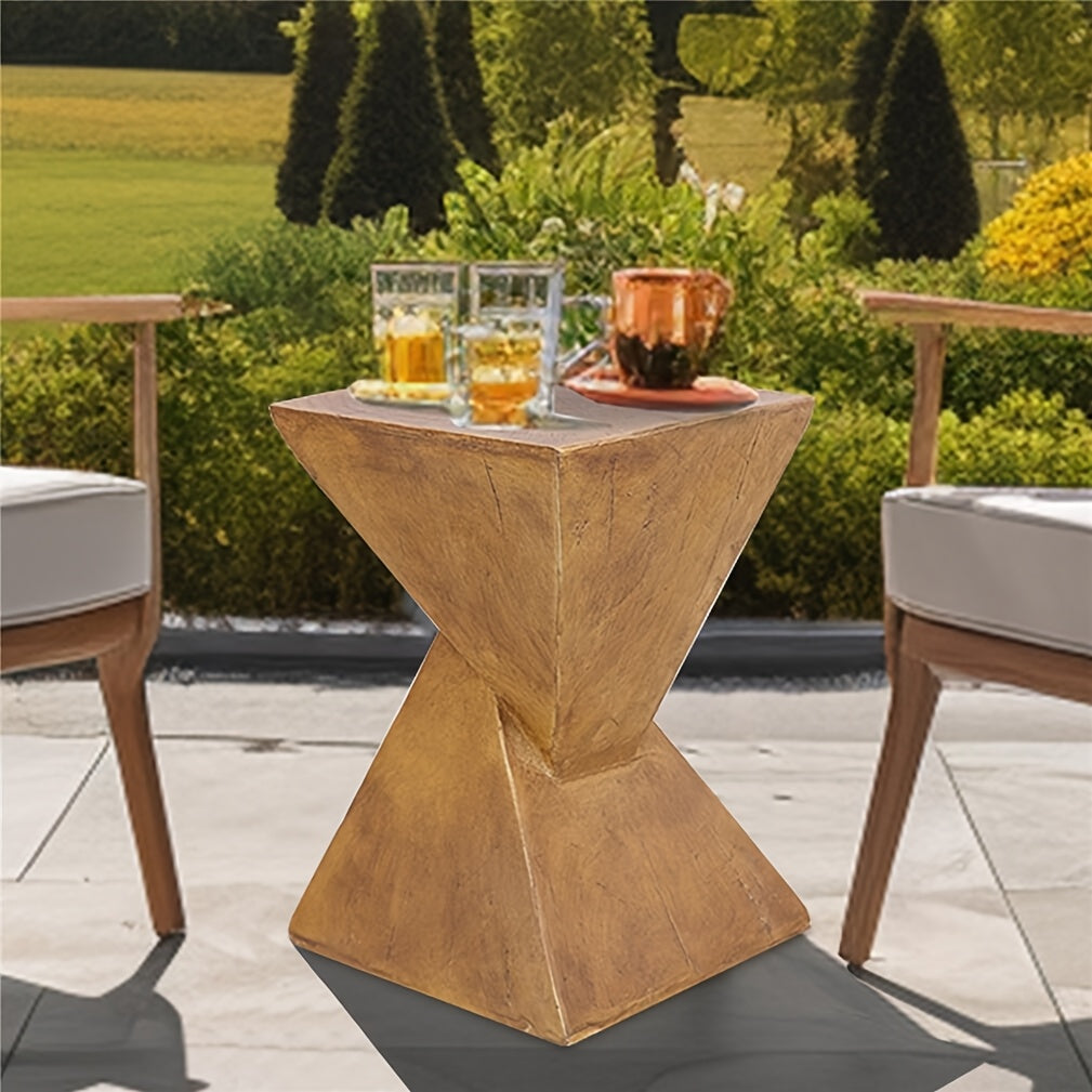 AESOME Z-Shaped Side Table & Stool - Multifunctional Lightweight Concrete Outdoor\u002F end table with Z-Shaped frame, Square Concrete Top & Stool - Natural Portable Accent table for Patio, Garden, Bedroom - Assembly Required