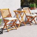LIFEZEAL 3pcs Acacia Wood Patio Folding Bistro Set, Outdoor Table and Chairs Set with Soft Cushions, Patio Furniture Set for Porch, Balcony, Garden, Deck and Backyard.