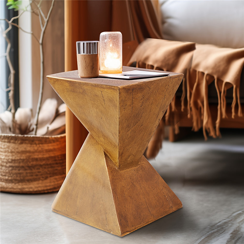 AESOME Z-Shaped Side Table & Stool - Multifunctional Lightweight Concrete Outdoor\u002F end table with Z-Shaped frame, Square Concrete Top & Stool - Natural Portable Accent table for Patio, Garden, Bedroom - Assembly Required