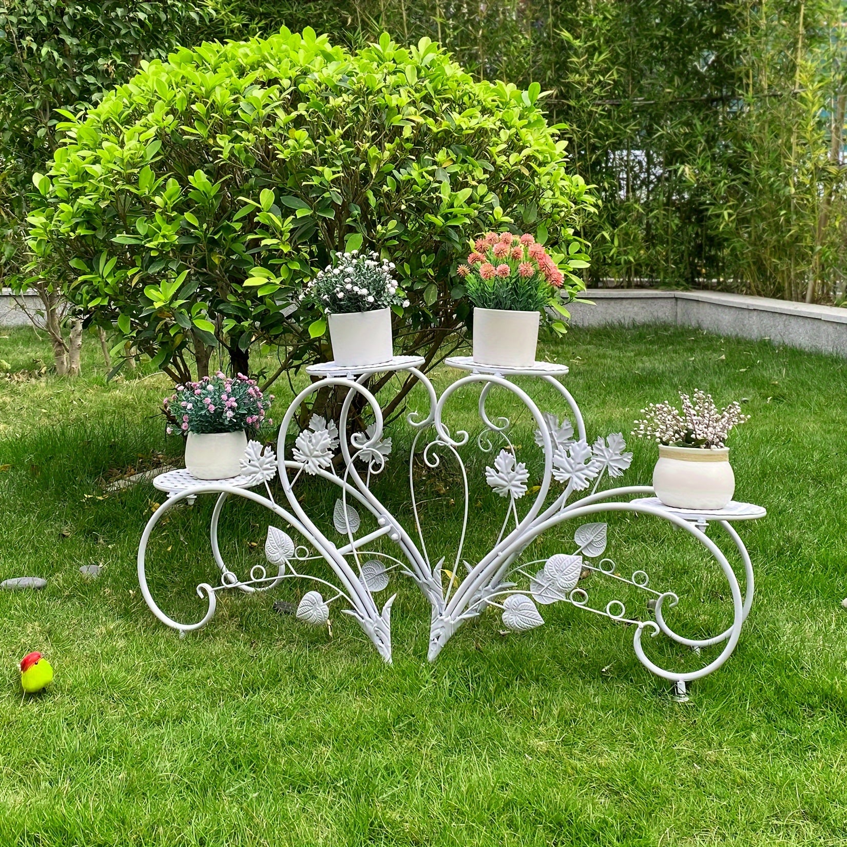Plant Stand With 4 Shelves: Elegant Art Display Metal Flower Planter Rack, Sturdy And Rust Resistant Flower Pot Stand For Patio, Planters Flowers Living Room, Balcony