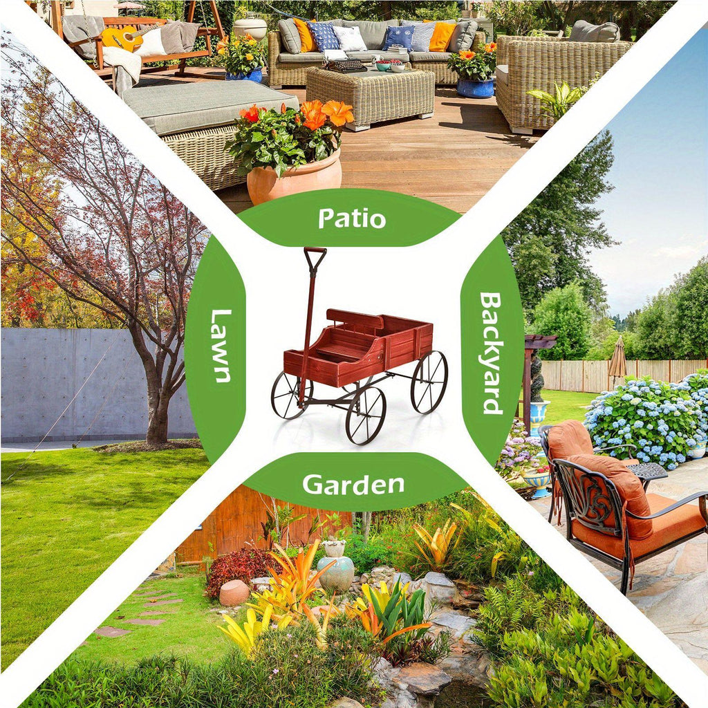 LIFEZEAL Flower Stand W\u002F4 Metal Wheels, Solid Wood Planting Trolley, Flower Trolley Wooden Trolley W\u002F15 kg (33lbs) a Load Capacity, Flower Box for Garden, Balcony, Terrace, Brown\u002F Green\u002F Red\u002F Blue\u002F Gray