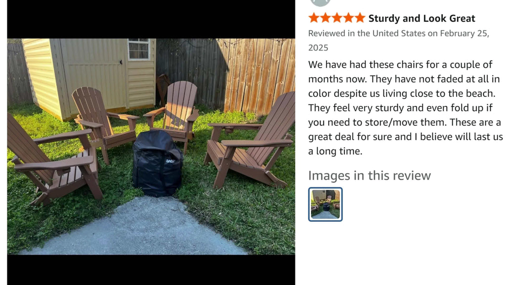 Folding Adirondack Chair 4 Pack, HDPE All-Weather Fire Pit Chairs, Plastic Adirondack Chairs with Cup Holder, Outdoor Lawn Chair for Patio Garden