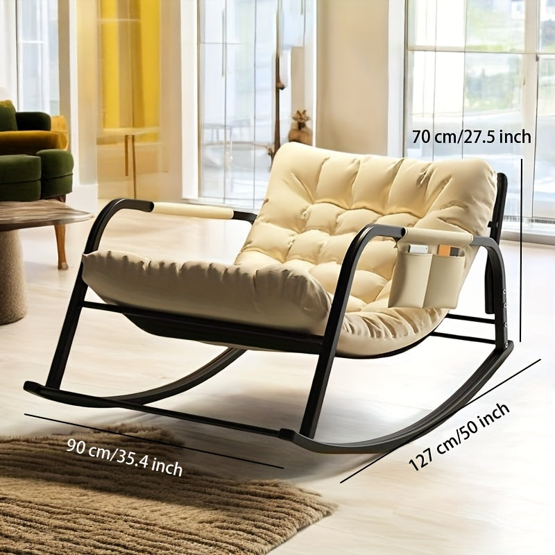 Large Rocking Recliner Chair, Padded Glider Rocker Featuring Armrests, Comfortable Lounge Chair Suitable for Living Room And Outdoor Use