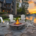 Folding Adirondack Chair 4 Pack, HDPE All-Weather Fire Pit Chairs, Plastic Adirondack Chairs with Cup Holder, Outdoor Lawn Chair for Patio Garden