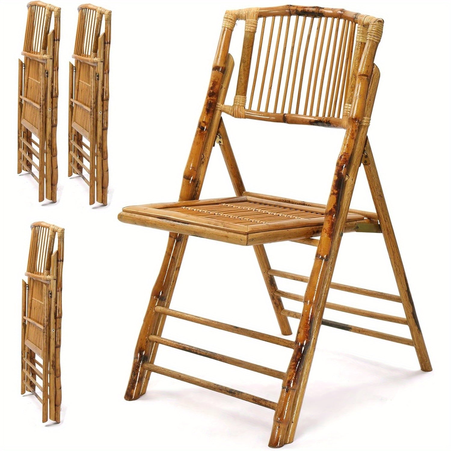 Bonnlo Bamboo Folding Chairs , Foldable Dining Wood Chairs , Comfortable Seat , for Outdoor Indoor Garden Patio Lawn Porch Wedding Party Event Banquet , 1\u002F 2\u002F 4 Pack , Small Wooden Folding Chairs