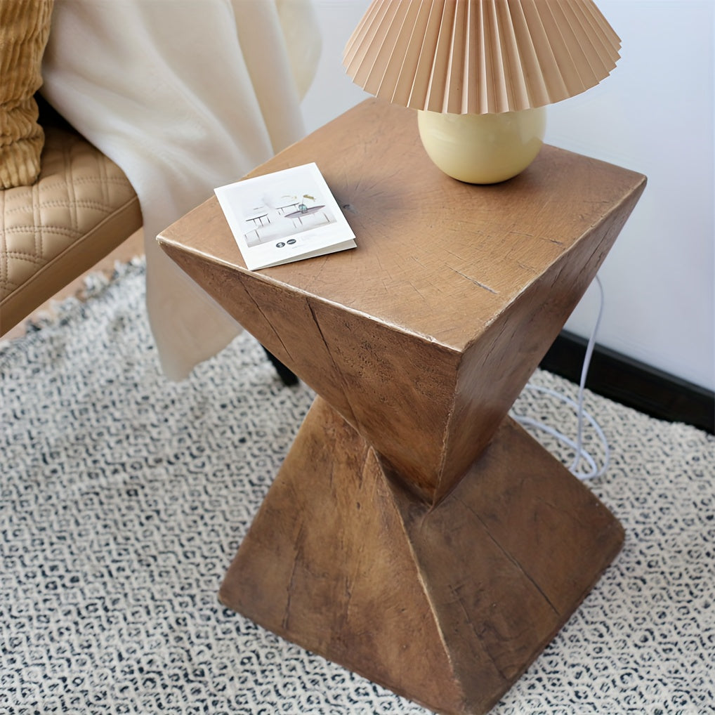 AESOME Z-Shaped Side Table & Stool - Multifunctional Lightweight Concrete Outdoor\u002F end table with Z-Shaped frame, Square Concrete Top & Stool - Natural Portable Accent table for Patio, Garden, Bedroom - Assembly Required