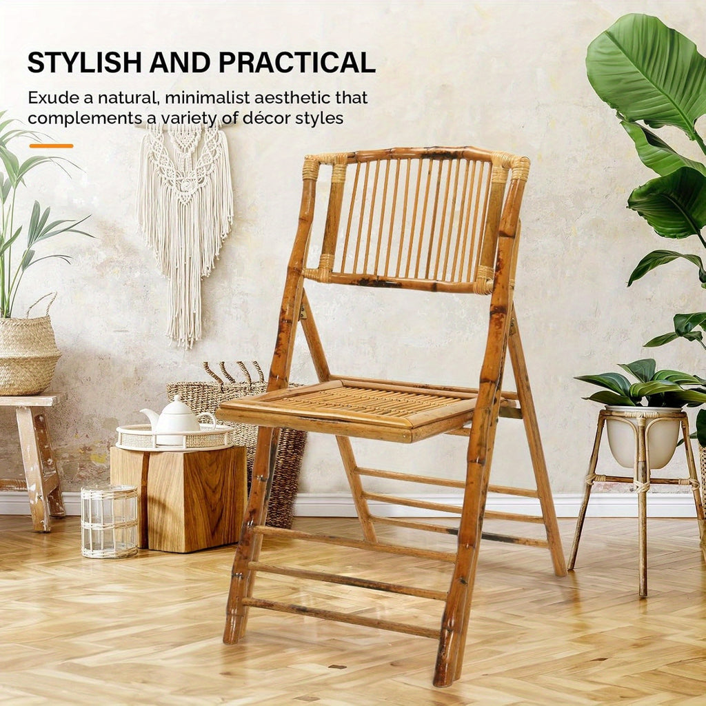 Bonnlo Bamboo Folding Chairs , Foldable Dining Wood Chairs , Comfortable Seat , for Outdoor Indoor Garden Patio Lawn Porch Wedding Party Event Banquet , 1\u002F 2\u002F 4 Pack , Small Wooden Folding Chairs