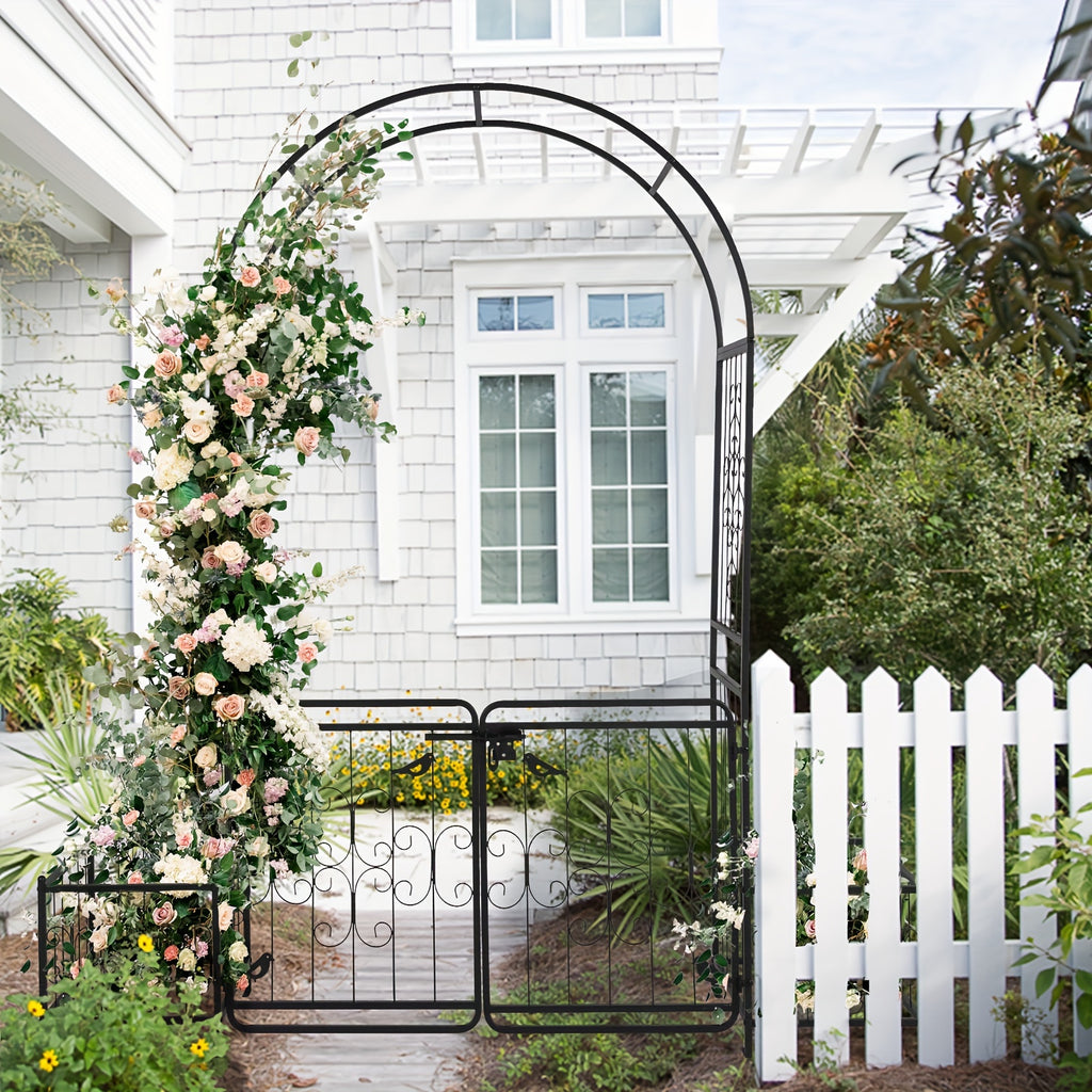 Large Size 7, 2ft Round Top With Door And Planting Frame, Black Iron Art, 16mm Pipe, Iron Arch, Courtyard (additional Styles Are Available For You To Choose)