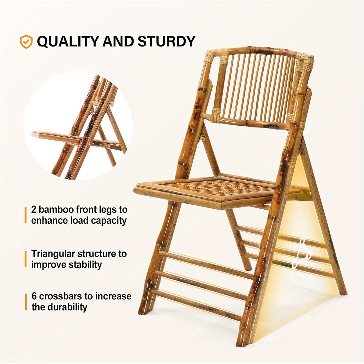 Bonnlo Bamboo Folding Chairs , Foldable Dining Wood Chairs , Comfortable Seat , for Outdoor Indoor Garden Patio Lawn Porch Wedding Party Event Banquet , 1\u002F 2\u002F 4 Pack , Small Wooden Folding Chairs